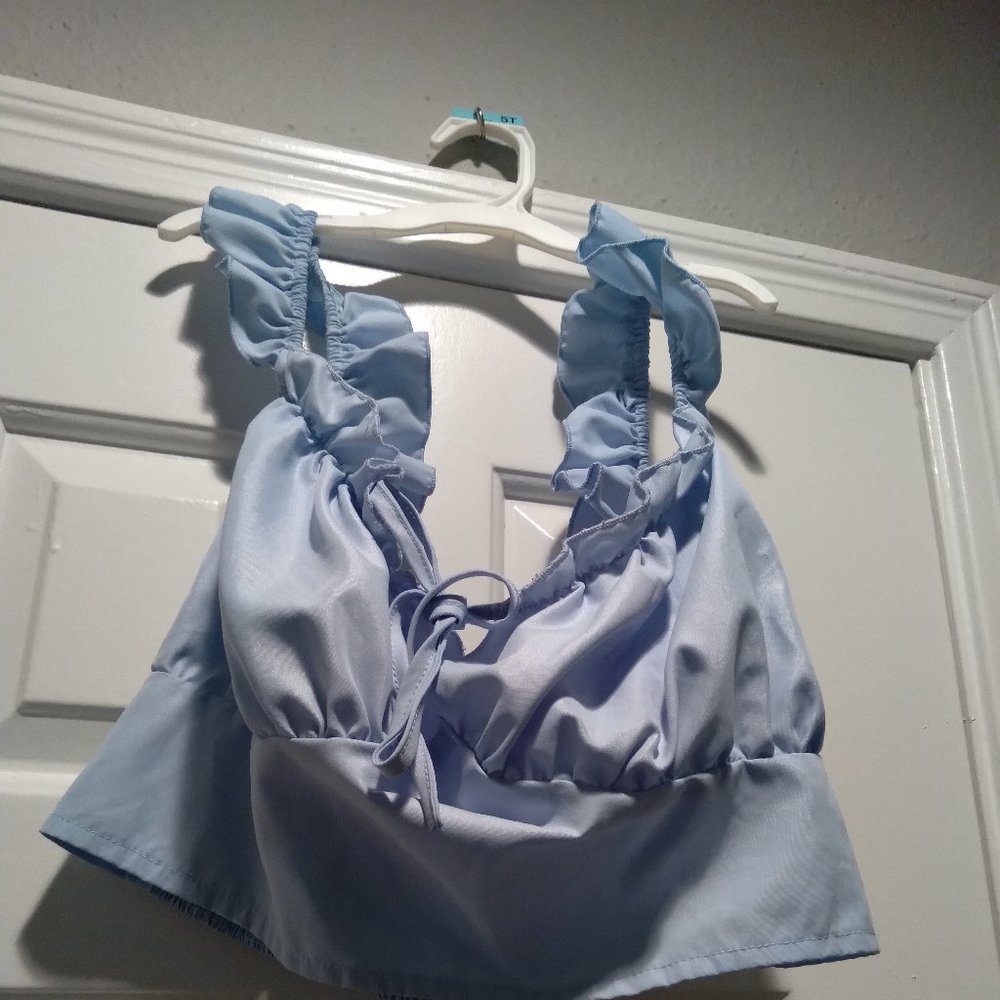Crop top blouse baby blue